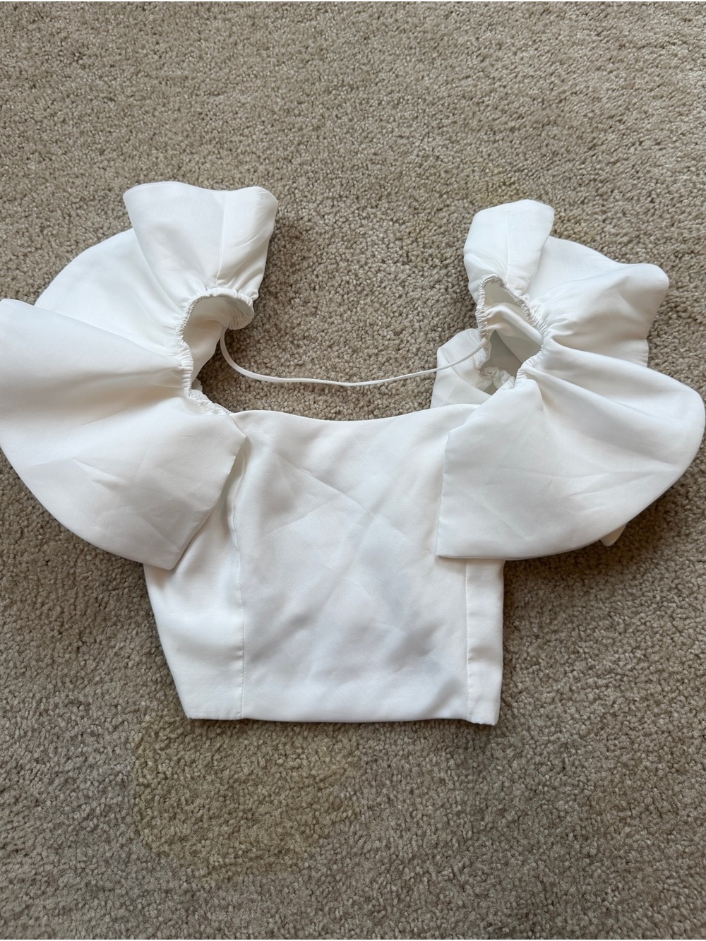 The Pant’s Store White Puff-Sleeve Women Top - Elegant Square Neck